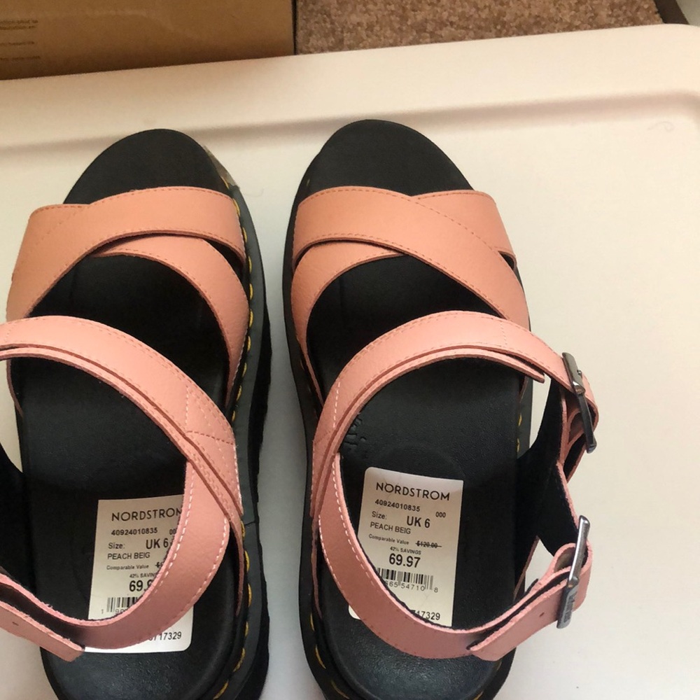 Apricot/peach doc marten platforms sandals